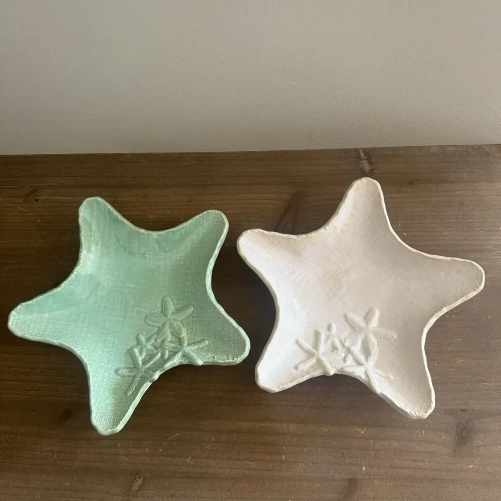 2 Nantucket Home Ceramic STARFiISH Sauce Trinket Dishes Textured Set of 2